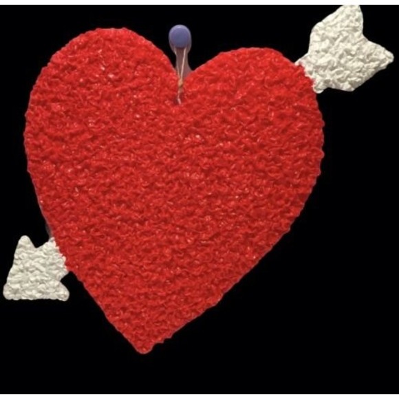 Vintage Melted Plastic Popcorn Heart White Arrow Valentine’s Day  USA Kage - Picture 3 of 3